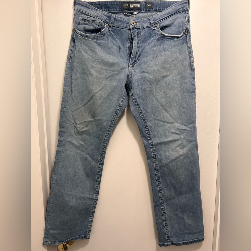BKE Men's Faded Blue Bootcut Jeans